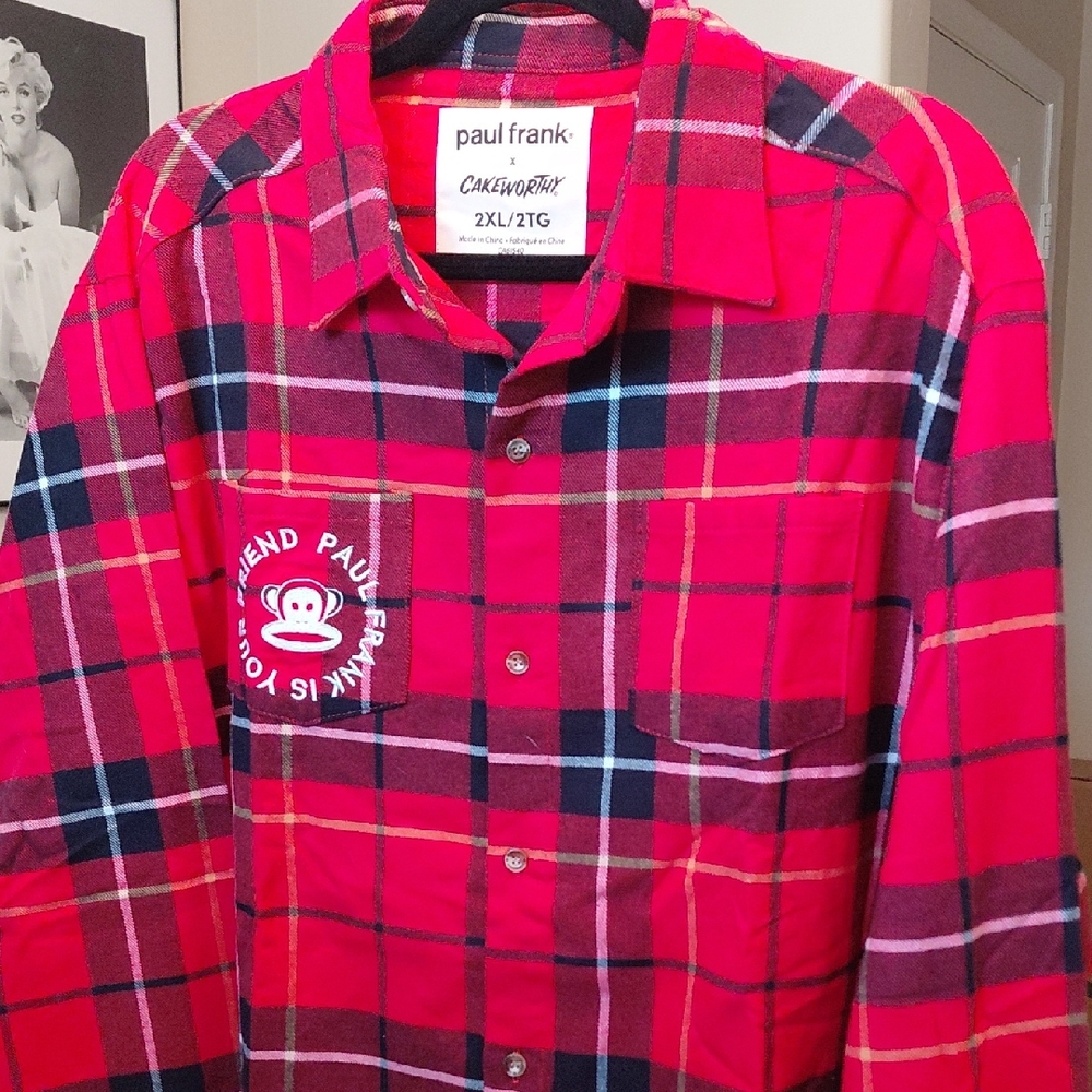PAUL FRANK 2X QUOTE FLANNEL RED/YELLOW ICONIC JULIUS MONKEY